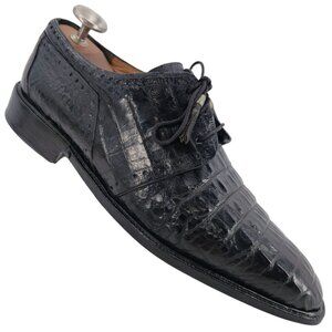 Vintage Mauri Italy Exotic Black Crocodile Mens 11.5M Dress Shoes Derby Oxfords